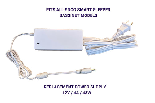 11ft Power Supply for Snoo Smart Sleeper Bassinet (All Models) – 12V 4A Charger Adapter, Compatible with Happiest Baby Snoo S1000, White Plug