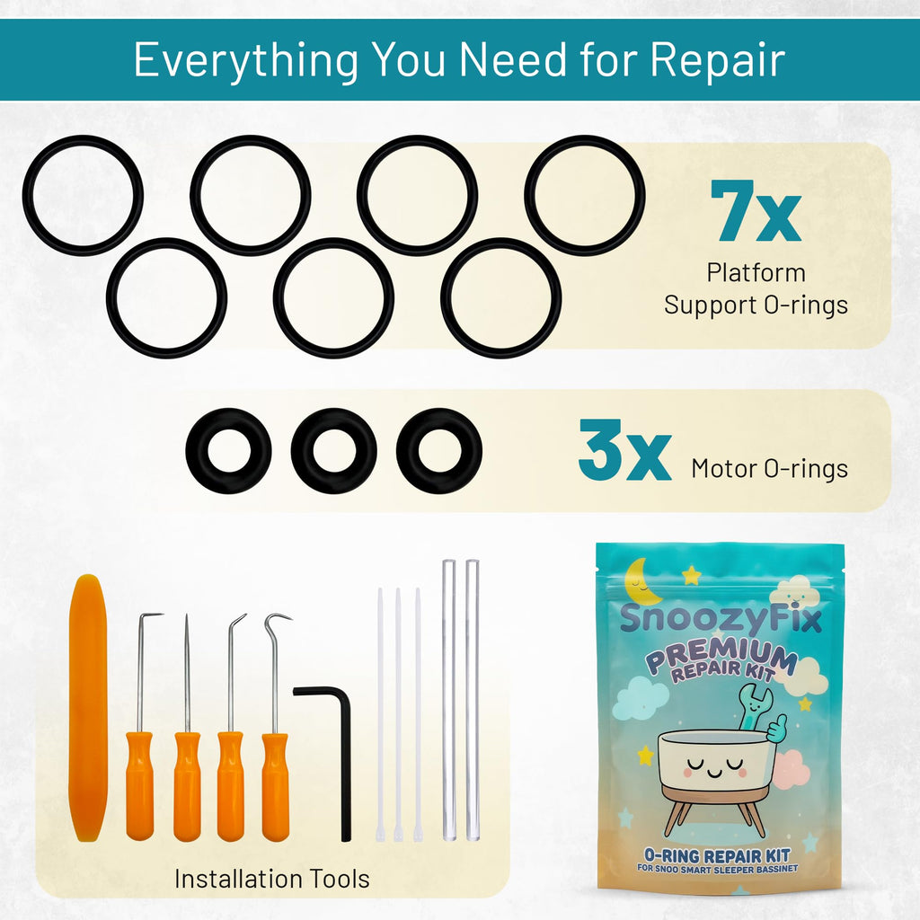 O-Ring Repair Kit for Snoo Smart Sleeper Bassinet (O-Rings, Full Tool Set & Motor Bearings)