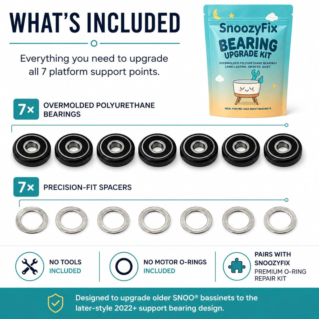 Bearing Upgrade Kit for SNOO® Smart Sleeper – 7 Upgraded Support Bearings + 7 Precision-Fit Spacers – Best for Pre-2022 Units